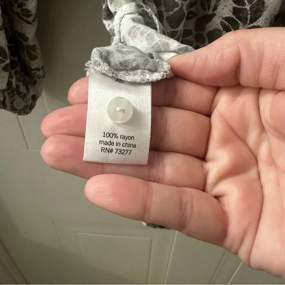 Sonoma Boho Floral Peasant Blouse L Rayon Split Neck Cottagecore Top - Picture 7 of 9